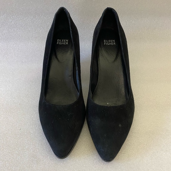 Eileen Fisher Black Suede Block Heels size 9.5 - Picture 2 of 7